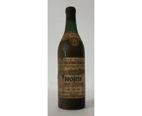 NORIS DREI KRONEN WEINBRAND
A bottle of German brandy from the 1950's from the German producer Noris in Nurnberg.  No strengt