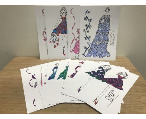 30 ORIGINAL DRAWINGS BY R JENNINGS ILLUSTRATOR FOR LAURA ASHLEY SLOANE ST LONDON C1970S