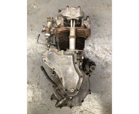 A c.1947 Velocette MSS enginenumbered MSS7493, damaged cylinder barrel fins; condition and completeness unknown, close inspec