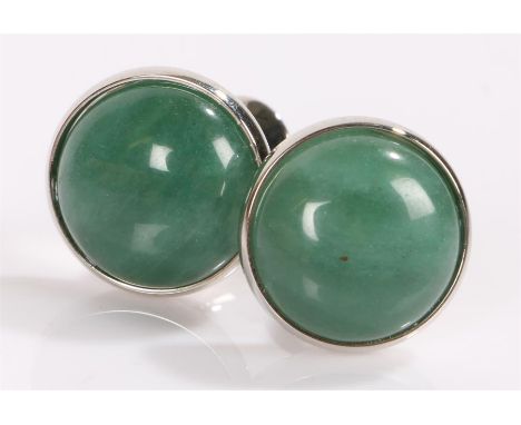 Pair of jade set cufflinks 