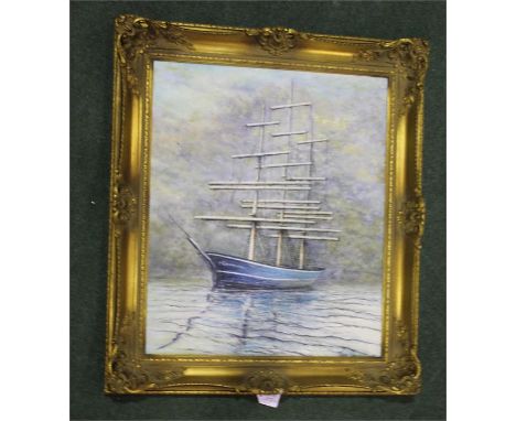 An oil painting by the artist Jan Wasilewski of the sailing vessel Greenhithe, 58 cm x 48 cm .(after the German invasion of P