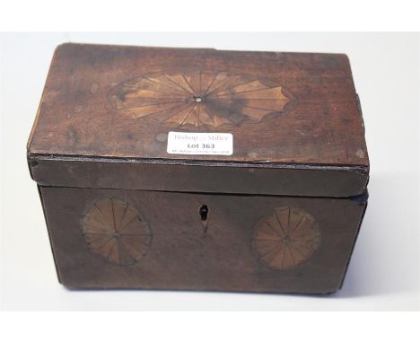 Georgian mahogany tea caddy, with fan marquetry inlay, 18.5cm wide