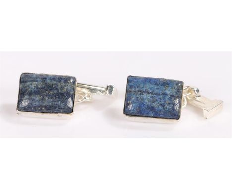 Pair of lapis lazuli set cufflinks, rectangular set