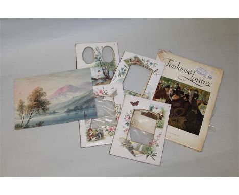 An Abrams Art Book containing sixteen full colour prints of the work of Toulouse Lautrec, together with four vintage cardboar