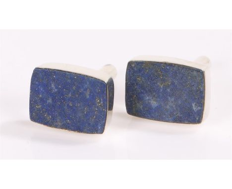 Pair of lapis lazuli cufflinks, of rectangular form 