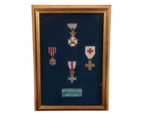 A SET OF FRAMED MEDALS AWARDED TO JEAN JACQUES DUMON STANSBY together with an accompanying oil on canvas portrait of Jean Jac