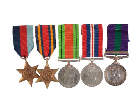 A SCARCE EII GSM MALAYA GROUP TO WARRANT OFFICER KENT DLI. 1939/45 Star; Burma Star; Defence Medal; War Medal and EII GSM Mal