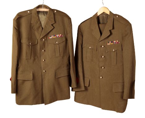 A NO. 2 DRESS, JACKET AND TROUSERS R.S.N. E. Austin, 10th Royal Hussars, dated 21/08/60, medal ribbons MM, 39-45 star, Africa