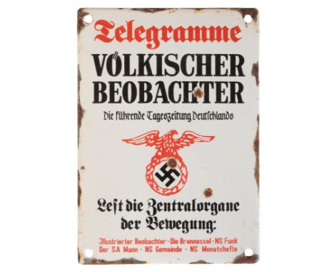A WWII GERMAN MILITARY ENAMEL SIGN 16cm x 12cm