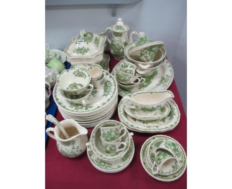 Mason's 'Fruit Basket (Green) Dinnerware; comprising large soup tureen, lid, stand and ladle, meat plate, two lidded tureens,