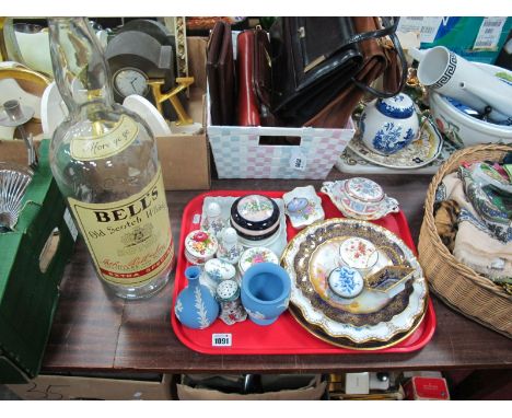 A Wedgwood Jasperware Vase, etc Royal Crown Derby plate (seconds), Royal Crown Derby bon bon dish, etc, together with Bells W