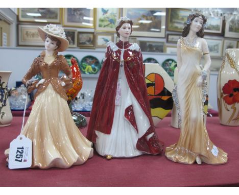 Coalport 'Joan' and 'topaz' and Royal Worcester 'The Queen's 80th Birthday 2006' figurine. (3)