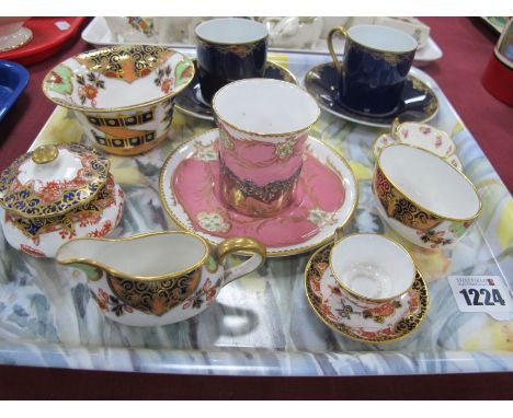 Shelley Cabinet Cup in a Silver Holder, plus saucer, Crown Derby, Wedgwood, Rosenthal miniatures.