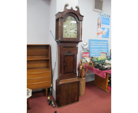 A XIX Century Mahogany and Oak 30 Hour Painted Dial (John Bowen) Long case Clock, with a swan neck pediment arched glazed doo