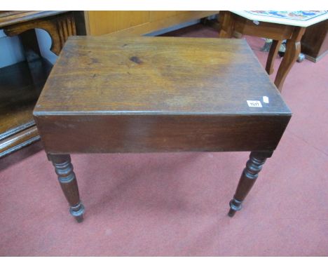 A XIX Century Mahogany Commode, with a Brampton cream ware bowl, on turned legs.