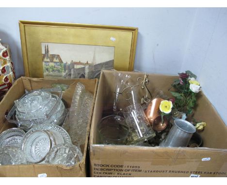 Plated Epergne, partially fitted with associated flutes, light fitting, pressed glassware, etc; Alfred Waterfall, Bridge over