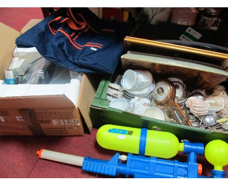 Colclough Tea Service, sea shells, cutlery, mirror, watercolour, barometer, etc:- One Box. Amstrad DMP 3000.