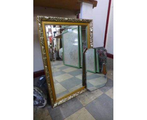 A gilt framed mirror and a bevelled edge mirror 