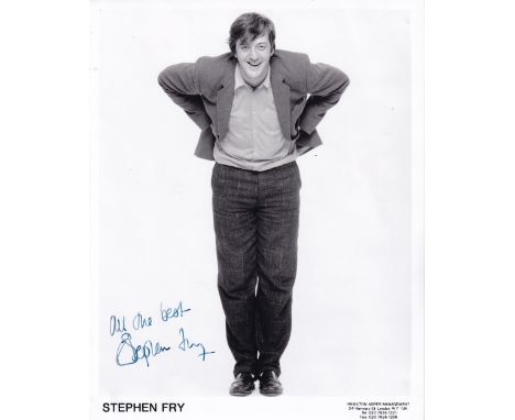 Stephen Fry, Top Actor &amp; Author, 10x8 inch Signed Photo. Good condition. All autographs come with a Certificate of Authen