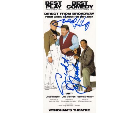 Judd Hirsch, George Wendt, Joe Morton, Fully Signed "Art" Theatre Leaflet. Good condition. All autographs come with a Certifi