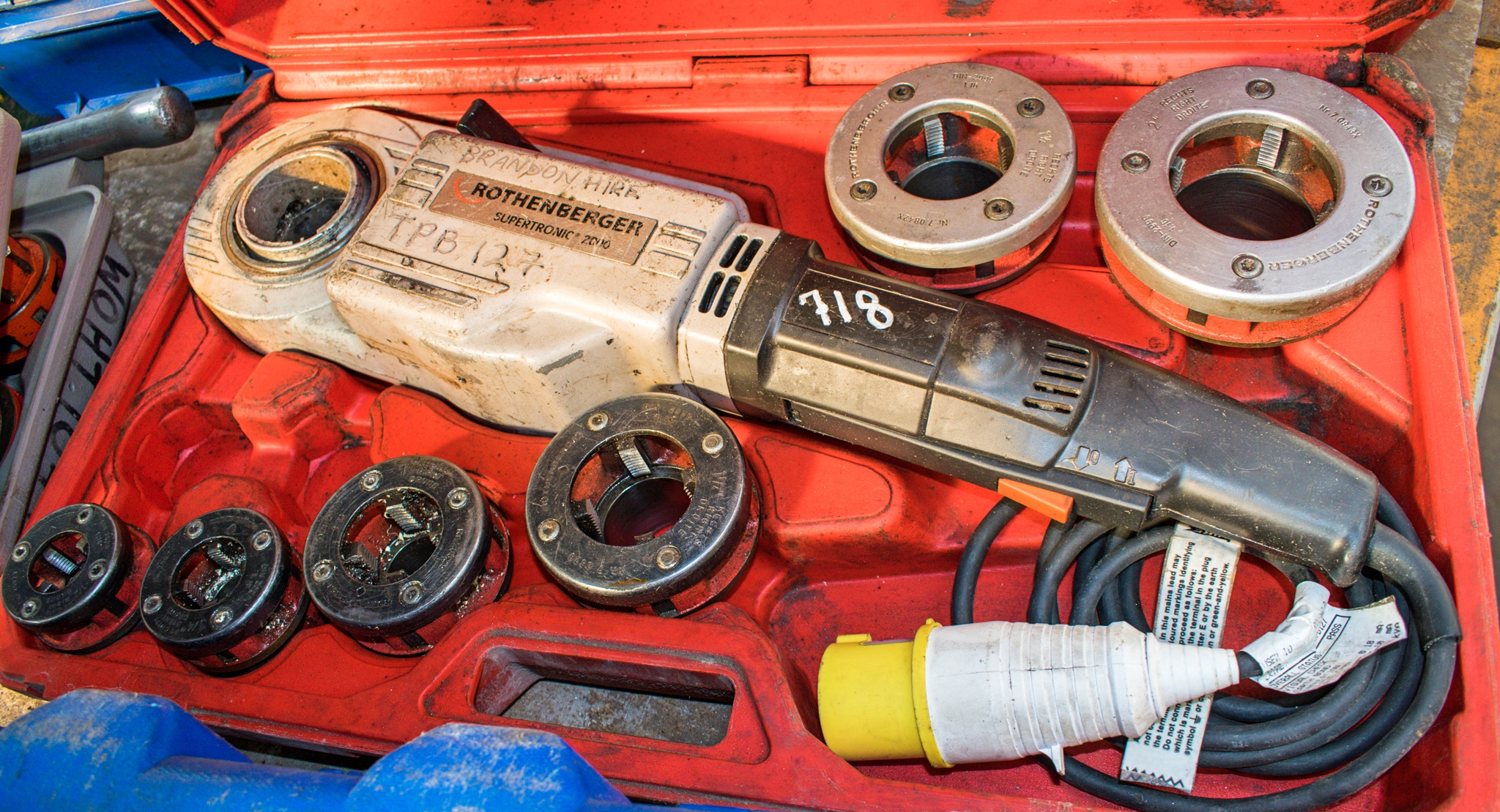 Rothenberger 110v pipe threading kit c/w 6 dies & carry case