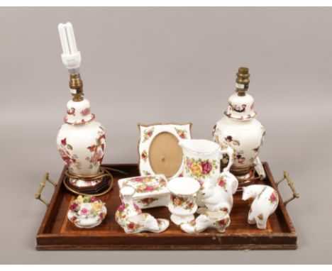 An Edwardian inlaid mahogany butlers tray (Length 55cm, Width 32cm, Depth 4cm) and a collection of ceramics to include Masons