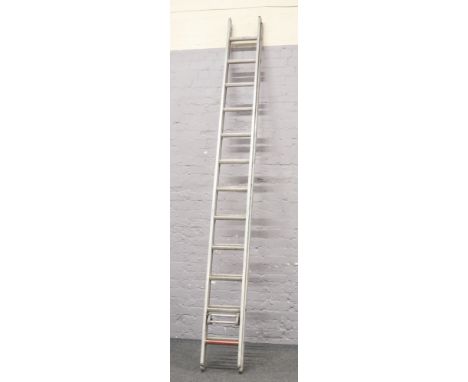 An aluminium double ladder with 12 rungs.