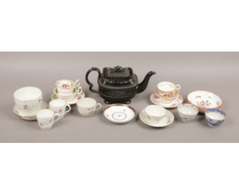 A collection of 18th and 19th century English porcelain including Derby, Flight Worcester and Don pottery etc.
