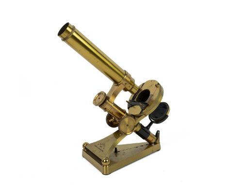 Antique R &amp; J Beck Microscope, 9258, 19th Century. Gilt brass in mahogany fitted case, various lenses.