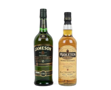 Jameson's Middleton Irish Whiskey 70cl 40% alc/vol owc signed Barry Crockett; and Jamesons 18 yr Limited Reserve in card pres