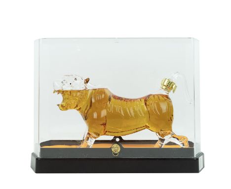 Napoleon XO Brandy in a glass tiger shaped decanter in perspex case, 70cl 40% alc/vol. Case and bottle sealed.