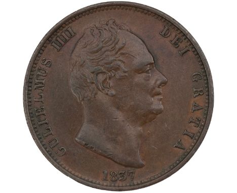 1837 William IV bronze Halfpenny (S 3847). Grade: nEF - near Extremely Fine.