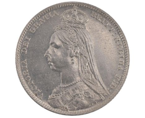 1889 Victoria silver Shilling (S 3927). Grade: aUNC - about Uncirculated with hairlines.