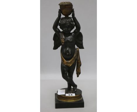 A mid 19th century French bronze and gilt bronze figural brulé parfum