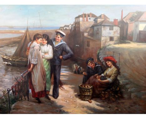 R. W. Kennesoil on canvasCourting couples on the slipway, Newlyn, Cornwall90 x 120cm