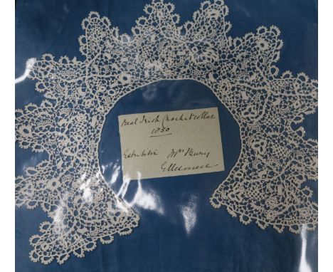 Three folders containing examples of needle lace, bobbin lace, some textiles from 18th/20th century