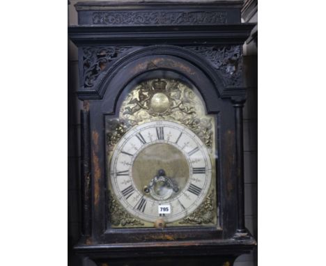 An 18th century black and gold lacquer eight day longcase clock, H.200cm