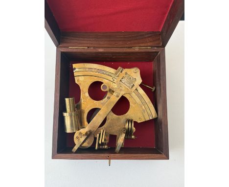 Large boxed brass sextant 