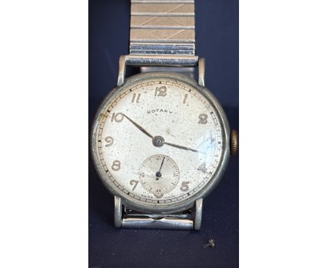 Gents Rotary wristwatch, Swiss made, metal bracelet, Art Deco style, from the 1930s. intermittently ticking, condition consis