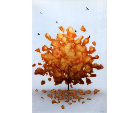 Vincent George (contemporary), 'Taking Flight V'. Mixed media. Framed and glazed. Image size 89 x 59cm.  