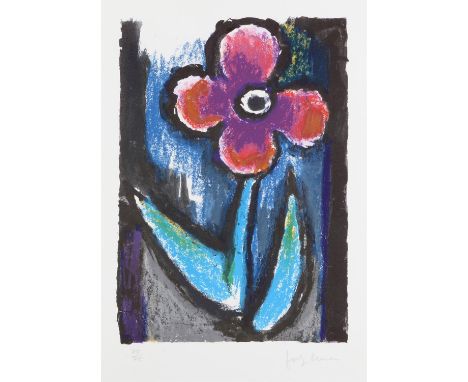 Josef Herman OBE RA (British / Polish, 1911-2000). A lyrical Flower, limited edition lithographic print. Signed and numbered 