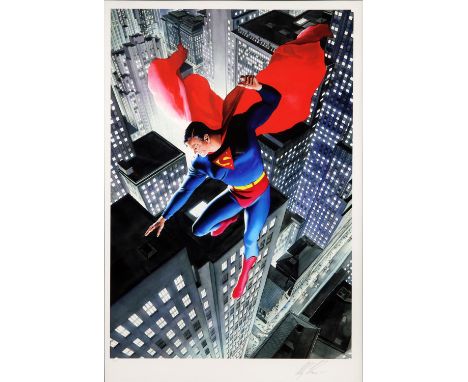 Alex Ross (b. 1971), 'Superman Twentieth Century'. Limited-edition print. Signed and numbered 121/195 in pencil to margin. Fr