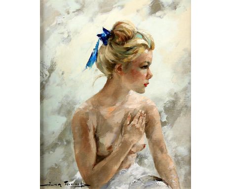 § Igor Talwinski (Polish, 1907-1983), nude portrait of a young woman (1980). Oil on canvas. Signed lower left. Framed. Image 