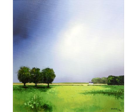 Barry Hilton (b. 1941), 'Green Fields of Home'. Embellished canvas print on board. Numbered 127/195. Framed. Image size 44 x 