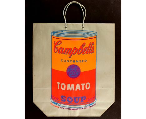 After Andy Warhol (American, 1928-1987), 'Campbell's Soup Can' design print on paper bag. Published for Institute of Contempo