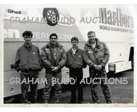 1992 Ayrton Senna photograph, a black & white period photographic print of the now legendry Brazilian with three Marlboro Tea