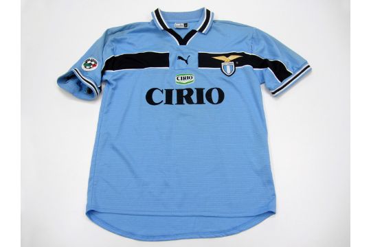 Matias Almeyda A Light Blue Lazio No 25 Jersey Long Sleeved Lega Calcio Badge The Reverse Let