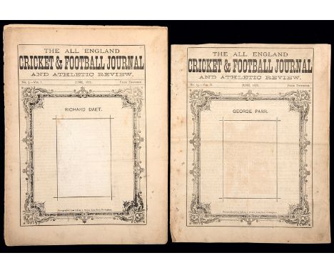 Two rare issues of ''The All England Cricket & Football Journal and Athletic Review'', No.3 Vol.I June 1877 carrying a profil