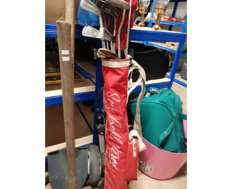 A CARAVAN WASTER WATER CANISTER AND ASSORTED TOOLS