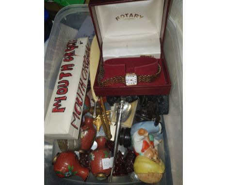A BOX OF MISCELLANEOUS INC ROTARY WATCH ETC